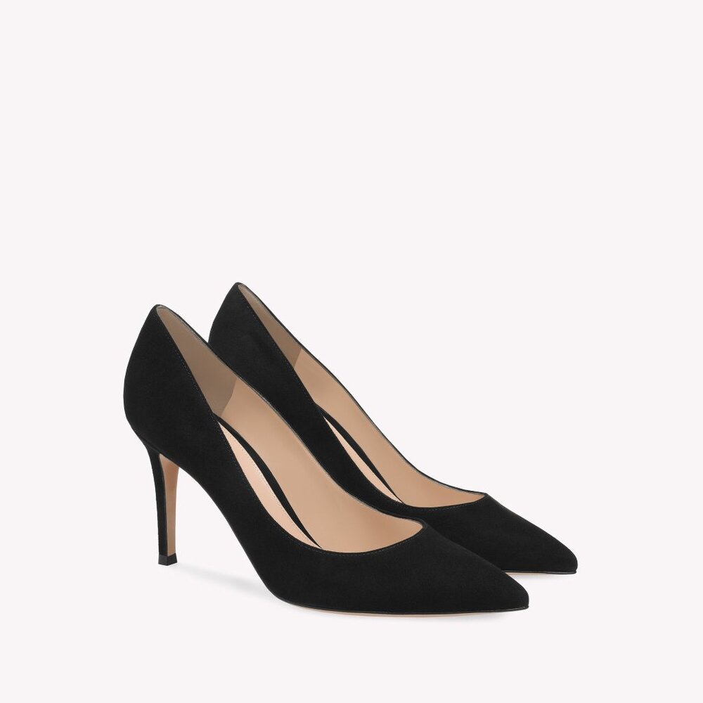 Gianvito Rossi Black Suede Gianvito 85 Pointed Toe Pumps Size 39.5
